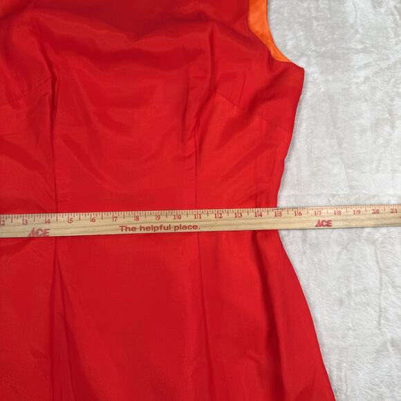 VTG Lilli Diamond Red Chiffon Ruffle Tiered Midi Dress Women's Size M 50s 60s - Picture 10 of 11